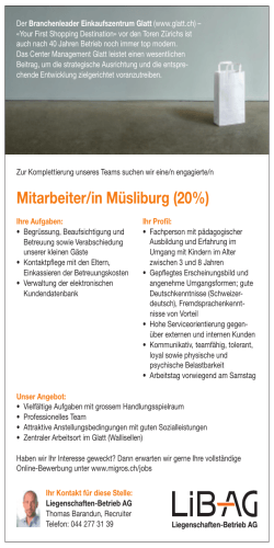 Mitarbeiter/in Müsliburg (20%)
