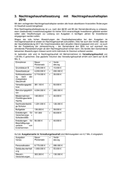 3. Nachtragshaushaltssatzung mit