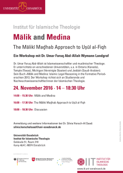 Malik and Medina - Institut für Islamische Theologie