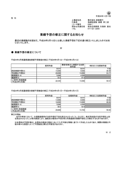 業績予想の修正に関するお知らせ（11月11日）（172kb）