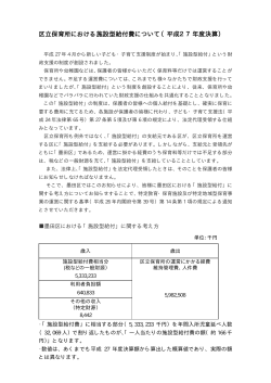 区立保育所における施設型給付費について（平成27年度決算）
