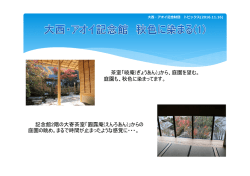 茶室「暁庵(ぎょうあん)」から、庭園を望む。 庭園も、秋色に染まってます