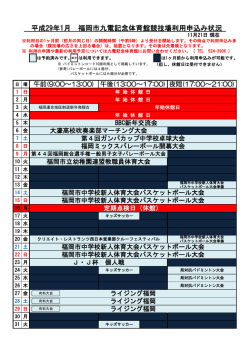 平成29年1月 福岡市九電記念体育館競技場利用申込み状況