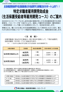 生活保護等雇用開発コース - 広島労働局