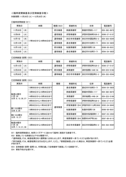 ＜臨時夜間検査及び定例検査日程＞
