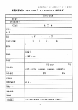 Page 1 2017春季インターンシップ用エントリーシート (書式1) 外国