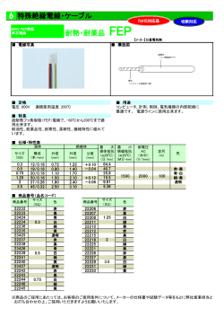 特殊絶縁電線・ケーブル 6 耐熱・耐薬品 FEP