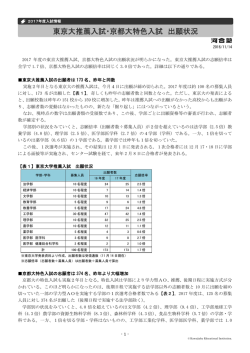 東京大推薦入試・京都大特色入試 出願状況 - Kei-Net