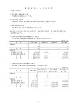 財 務 諸 表 に 対 す る 注 記