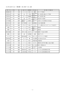 11月12日（土） 第3限 10：50～11：40