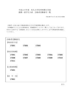 合格者受験番号 - 佐久大学 Saku University