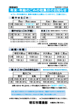 年末年始の収集日 東部地区（PDF）