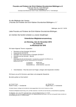 offizielle Einladung Förderverein  - Erich Kästner