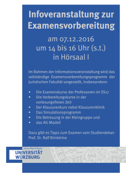 Infoveranstaltung zur Examensvorbereitung