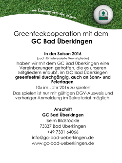 Greenfeekooperation mit dem GC Bad Überkingen