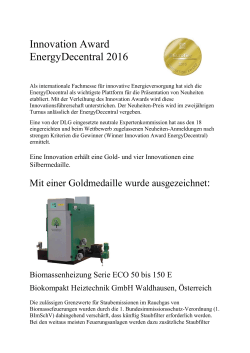 Innovation Award EnergyDecentral 2016