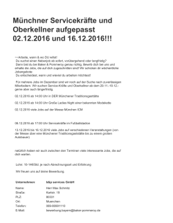 Münchner Servicekräfte und Oberkellner aufgepasst