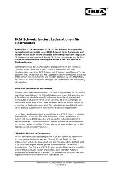 IKEA Schweiz lanciert Ladestationen f&uuml;r Elektroautos