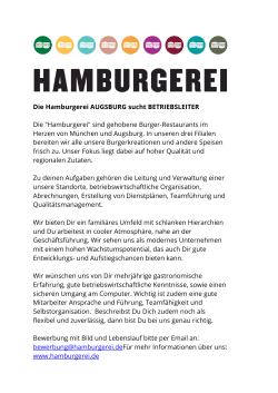 Die Hamburgerei Augsburg sucht Betriebsleiter