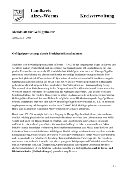 Merkblatt für Geflügelhalter - Landkreis Alzey