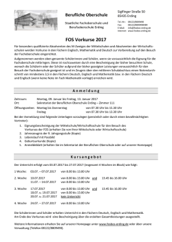 Informationsschreiben zum Vorkurs der FOS