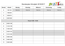 Stundenplan Schuljahr 2016/2017