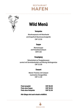 Wild Menü - Restaurant Hafen