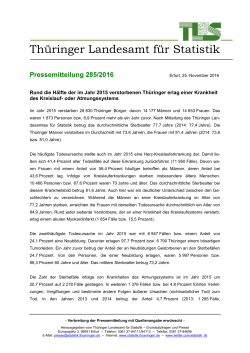 Pressemitteilung 285/2016 - Thüringer Landesamt für Statistik