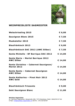 WEINPREISLISTE SAGMEISTER