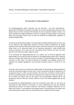 Die Spiritualit&auml;t der Mitgesch&ouml;pflichkeit, G. Kraus