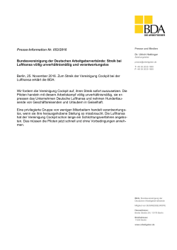 Presse-Information Nr. 053/2016 Bundesvereinigung der Deutschen