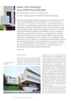 Baden-Württembergs neue Weltkulturerbestätte Die Bauten von Le