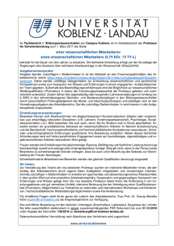 eines wissenschaftlichen Mitarbeiters (0,75 EGr. 13 TV-L)