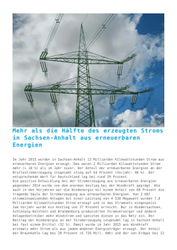 Mehr als die Hälfte des erzeugten Stroms in Sachsen
