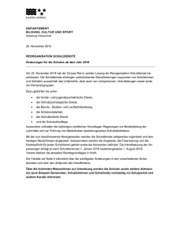 Information f&uuml;r die Schulen