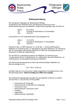 Wahlausschreibung - Wasserwacht Ortsgruppe Dillingen