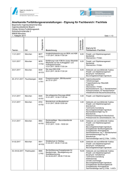 Übersicht Fortbildungen nach Fachbereichen/Fachlisten