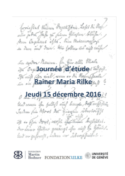 Journée d`étude Rainer Maria Rilke Jeudi 15