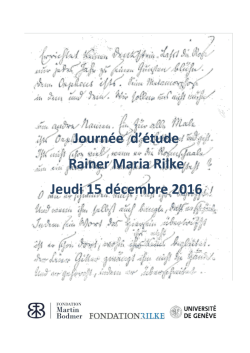 Journ&eacute;e d`&eacute;tude Rainer Maria Rilke Jeudi 15