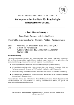 Kolloquium des Instituts für Psychologie Wintersemester 2016/17
