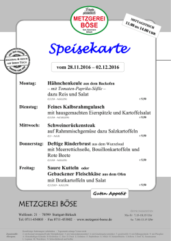 Speisekarte - Metzgerei B&ouml;se