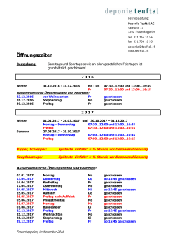 Öffnungszeiten 2017