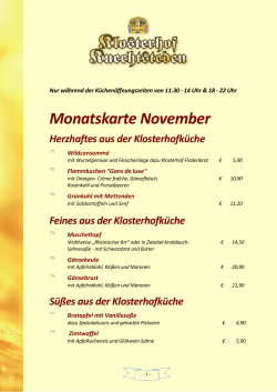 Speisekarte November - Klosterhof Knechtsteden