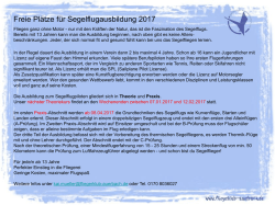 freie Plätze für Segelflugausbildung 2017