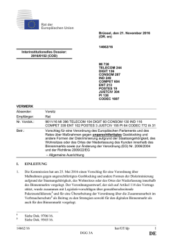 14662/16 har/GT/dp 1 DGG 3A I. EINLEITUNG 1. Die Kommission