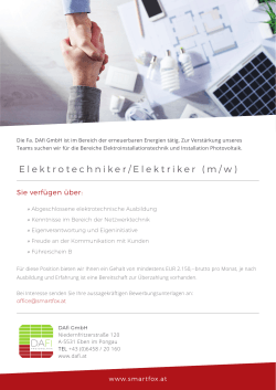 DAFI Elektrotechniker/Elektriker (m/w)