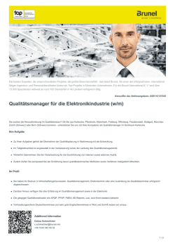 Qualitätsmanager für die Elektronikindustrie Job in Karlsruhe