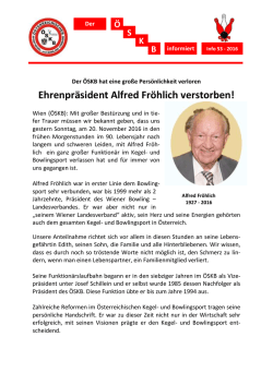 Ehrenpr&auml;sident Alfred Fr&ouml;hlich verstorben!