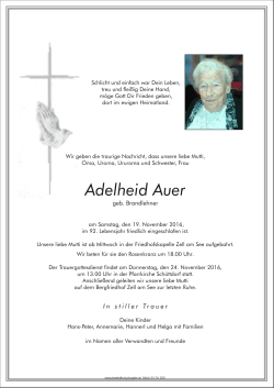 Adelheid Auer - Bestattung Kogler