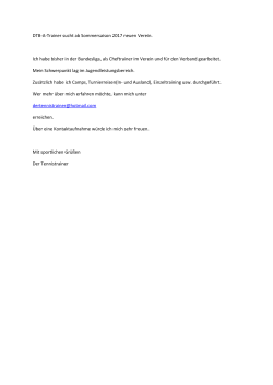 DTB-A-Trainer sucht ab Sommersaison 2017 neuen Verein. Ich